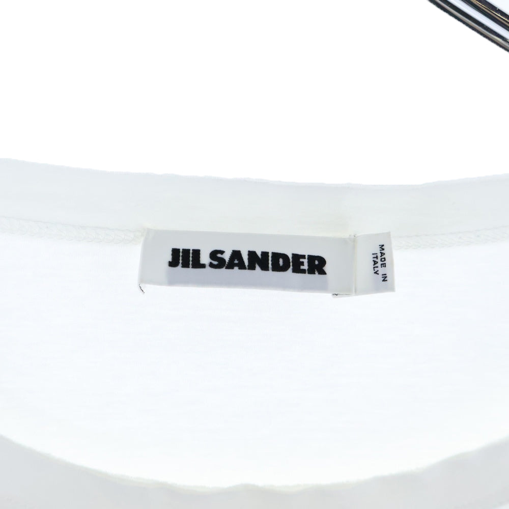 JIL SANDER(ジルサンダー) 19SS Oversized Drop Shoulder T-Shirts オーバーサイズドドロップショルダーTシャツ ロゴプリントクルーネック半袖Tシャツ KK JM YS 0001 ホワイト