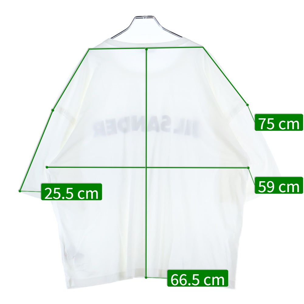JIL SANDER(ジルサンダー) 19SS Oversized Drop Shoulder T-Shirts オーバーサイズドドロップショルダーTシャツ ロゴプリントクルーネック半袖Tシャツ KK JM YS 0001 ホワイト