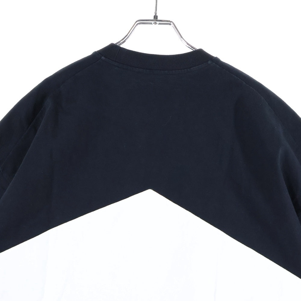JIL SANDER(ジルサンダー) Oversized Bi-Color T-Shirts オーバーサイズドバイカラーTシャツ ロゴパッチクルーネック半袖Tシャツ KK JM NM 0019 ブラック/ホワイト