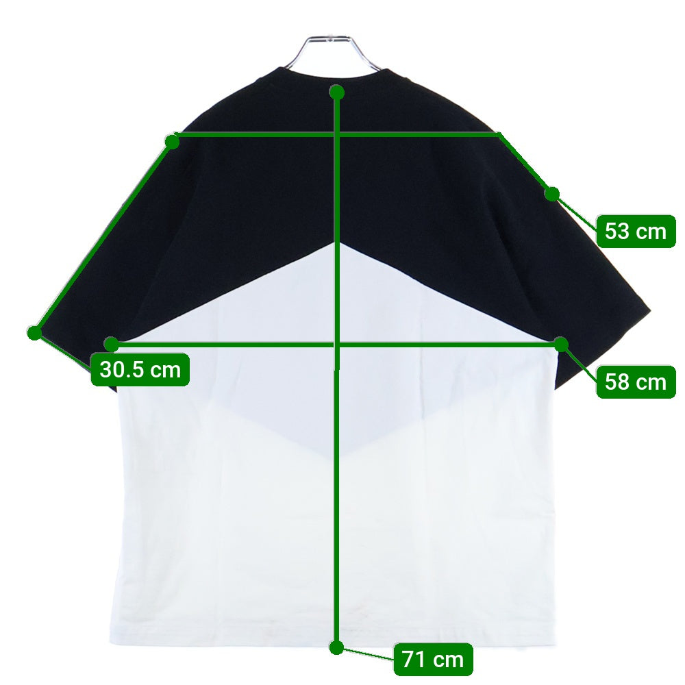 JIL SANDER(ジルサンダー) Oversized Bi-Color T-Shirts オーバーサイズドバイカラーTシャツ ロゴパッチクルーネック半袖Tシャツ KK JM NM 0019 ブラック/ホワイト