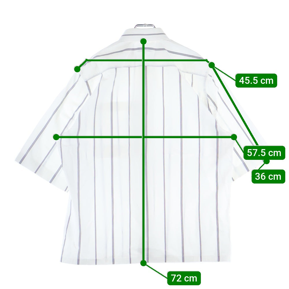 JIL SANDER(ジルサンダー) 19SS Stripe Cotton S/S Shirts ストライプコットンショートスリーブシャツ ボタンダウン半袖シャツ JSUO742228 ホワイト