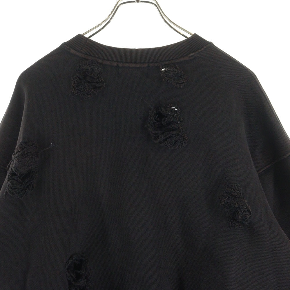 THUG CLUB(サグクラブ) 24SS War Victim Distressed Crewneck Sweat Shirts モチーフロゴダメージ加工スウェットトレーナー TC24SS2001