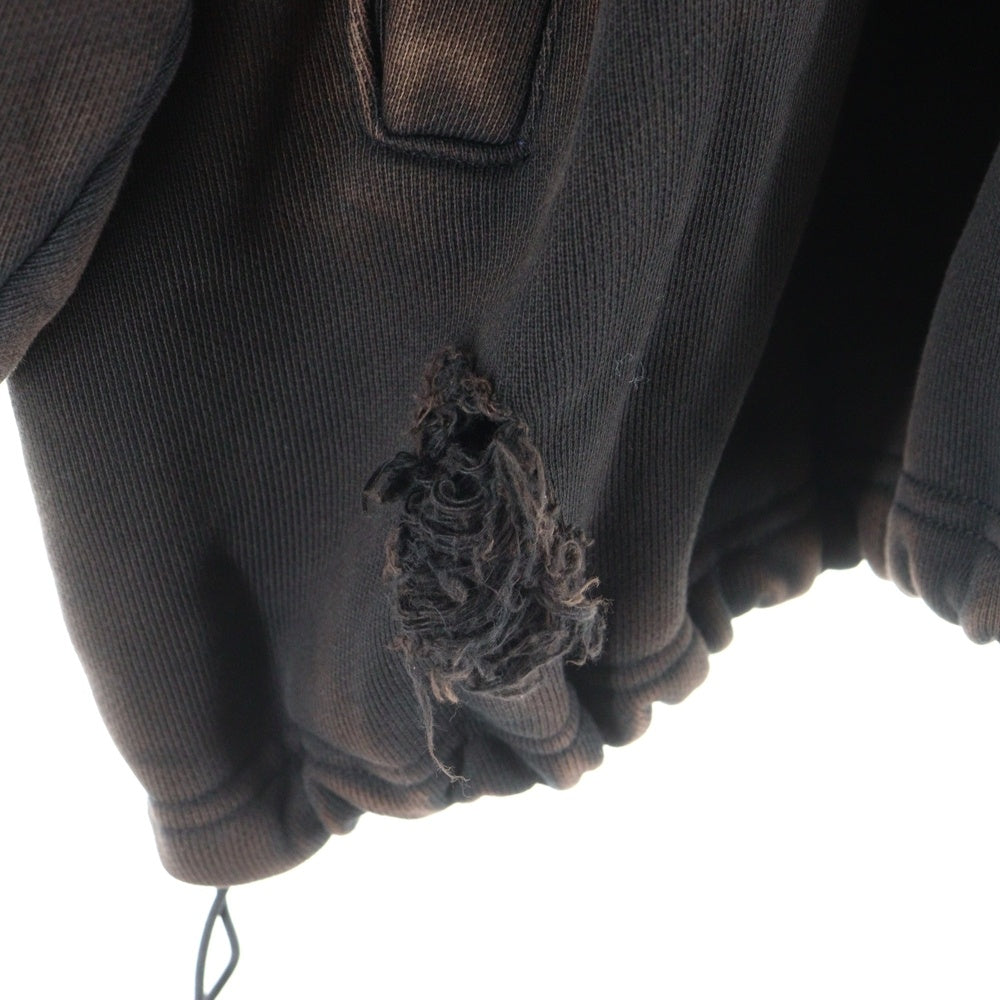 THUG CLUB(サグクラブ) 24SS War Victim Distressed Crewneck Sweat Shirts モチーフロゴダメージ加工スウェットトレーナー TC24SS2001