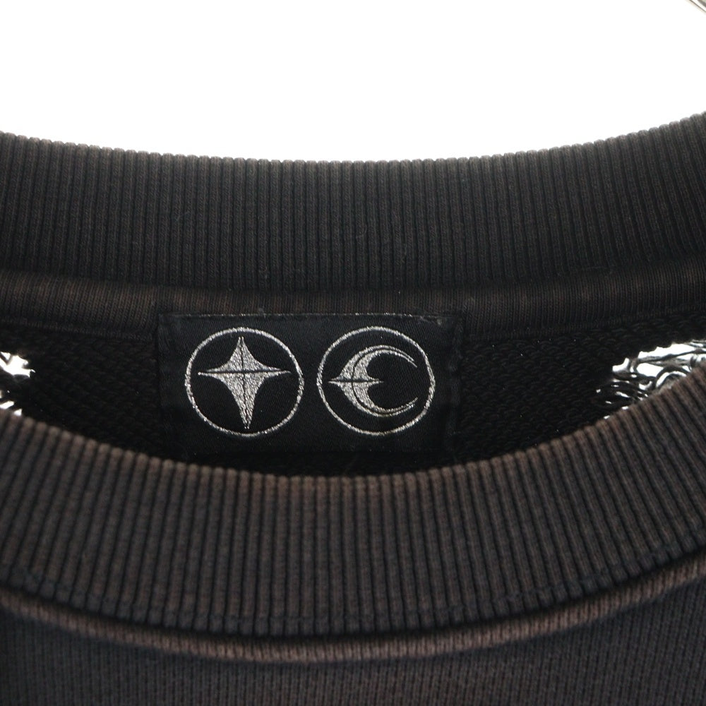 THUG CLUB(サグクラブ) 24SS War Victim Distressed Crewneck Sweat Shirts モチーフロゴダメージ加工スウェットトレーナー TC24SS2001