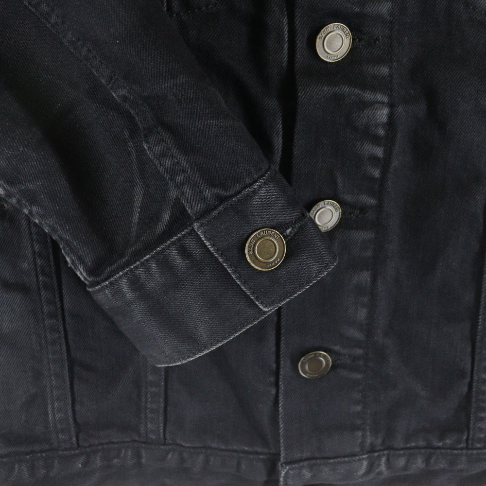 SAINT LAURENT PARIS(サンローランパリ) Coating Stretch Denim Jacket コーティングストレッチデニムジャケット ボタンダウンデニムジャケット 597064 Y500A ブラック