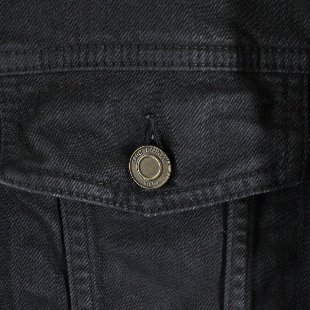 SAINT LAURENT PARIS(サンローランパリ) Coating Stretch Denim Jacket コーティングストレッチデニムジャケット ボタンダウンデニムジャケット 597064 Y500A ブラック