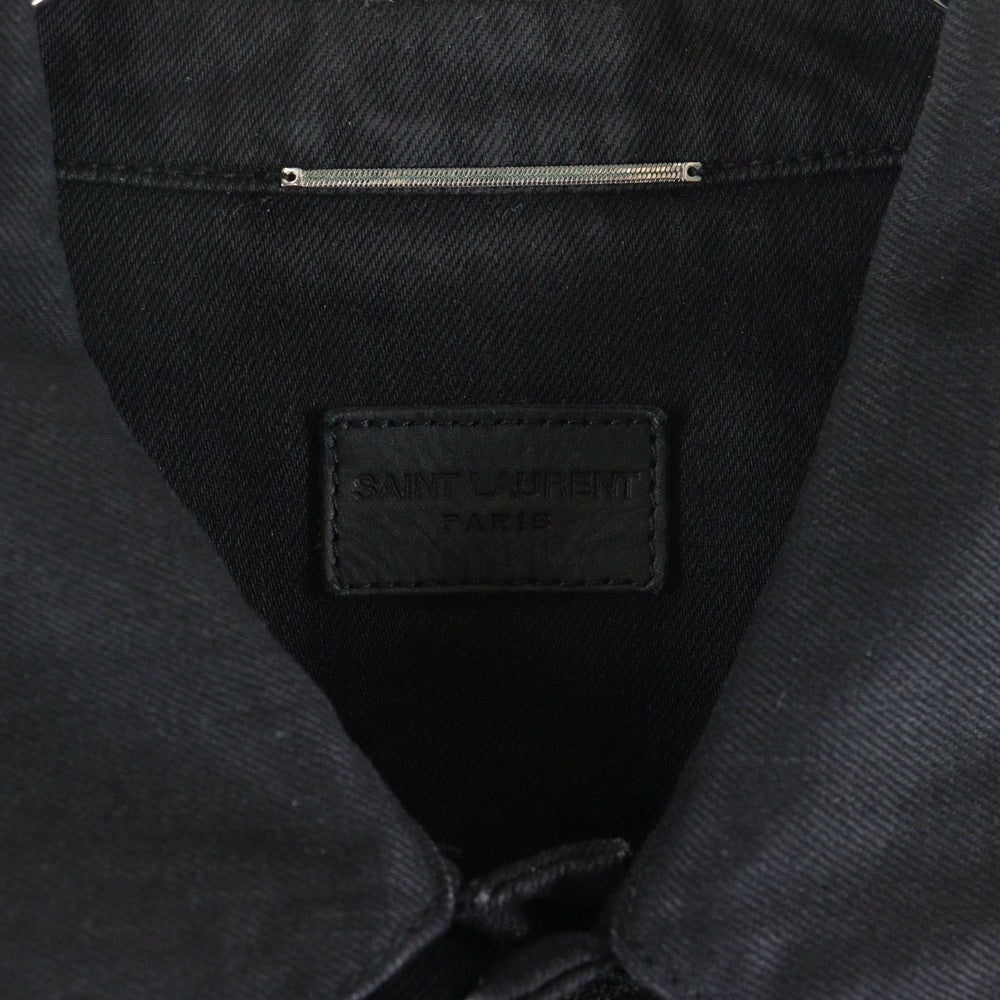 SAINT LAURENT PARIS(サンローランパリ) Coating Stretch Denim Jacket コーティングストレッチデニムジャケット ボタンダウンデニムジャケット 597064 Y500A ブラック