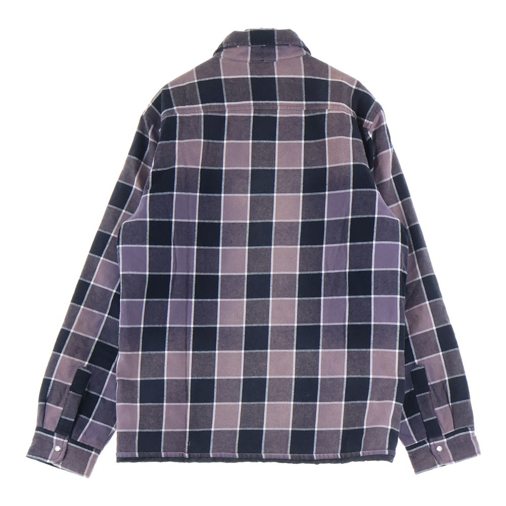 SUPREME(シュプリーム) 18AW Quilted Faded Plaid Shirt キルテッドフェーデットプレイドシャツ ボタンダウンキルティングライナーシャツジャケット パープル