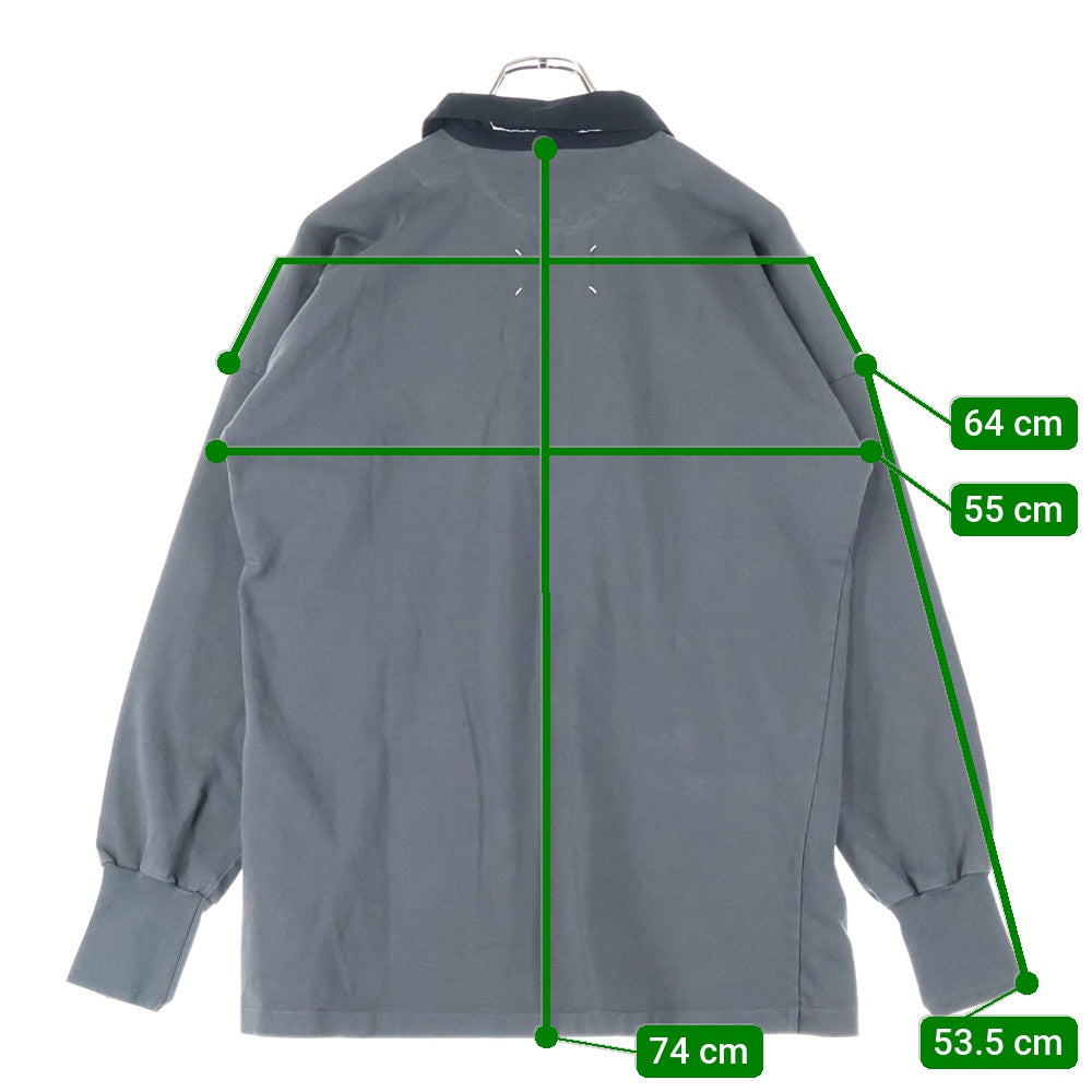 Maison Margiela 10(メゾン マルジェラ) 25SS ANTHRACITE POLO SHIRT MMサイドロゴプリント 長袖ポロシャツ グレー S51GL0056 M20096