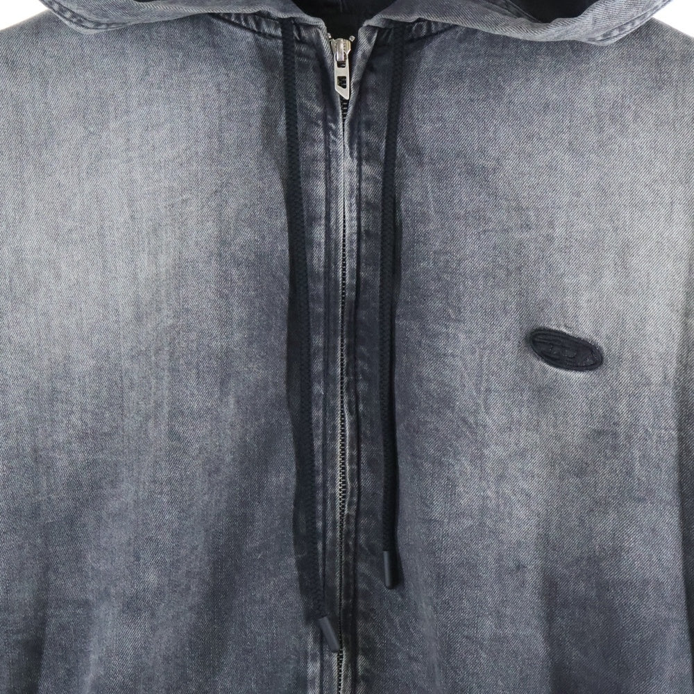 DIESEL(ディーゼル) D-OFFY-S フロントロゴ ジップアップ デニムブルゾン フーデッド ジャケット グレー A18343