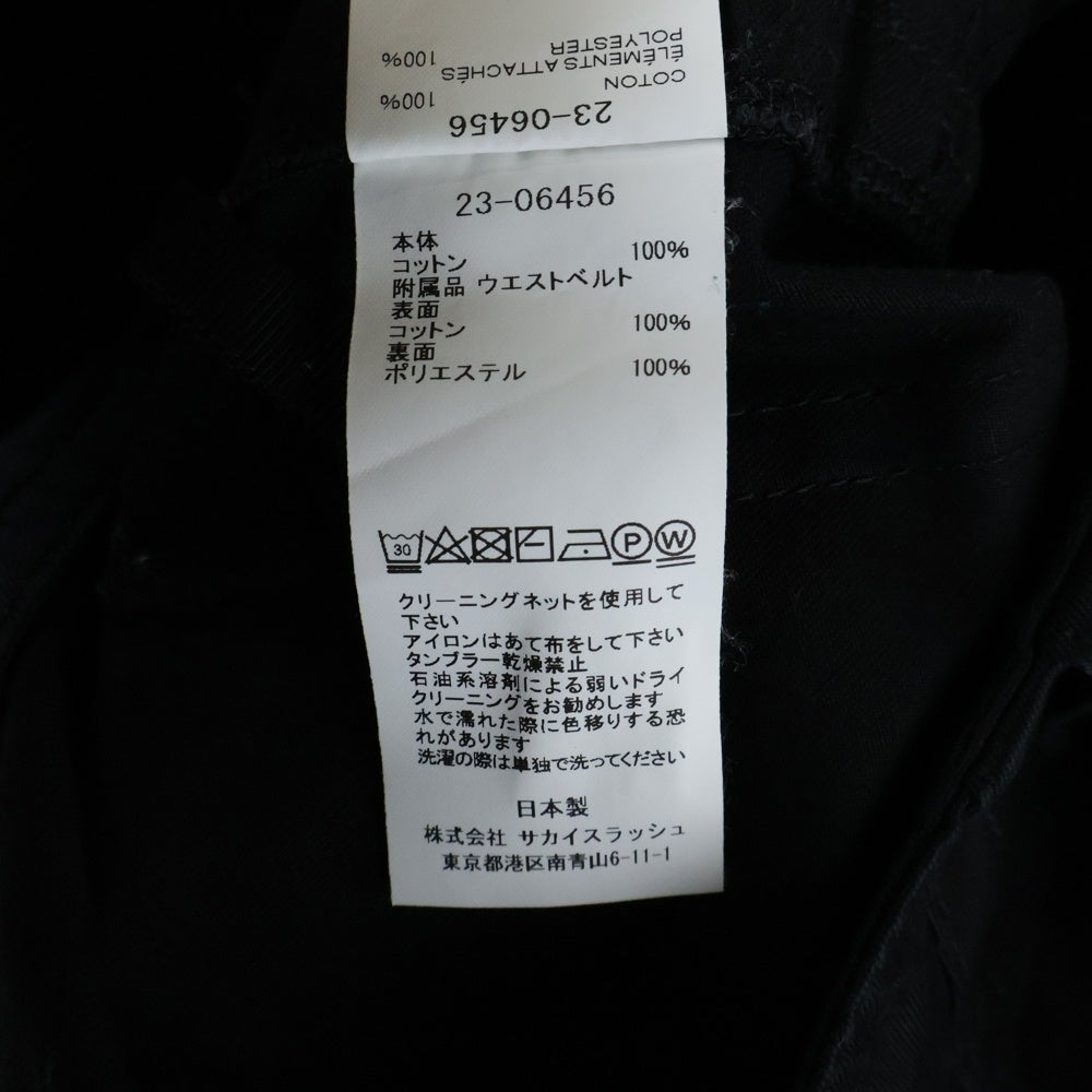 Sacai(サカイ) Cotton Chino Pants ベルデッド カーゴ チノ カーゴ パンツ ブラック 23-06456