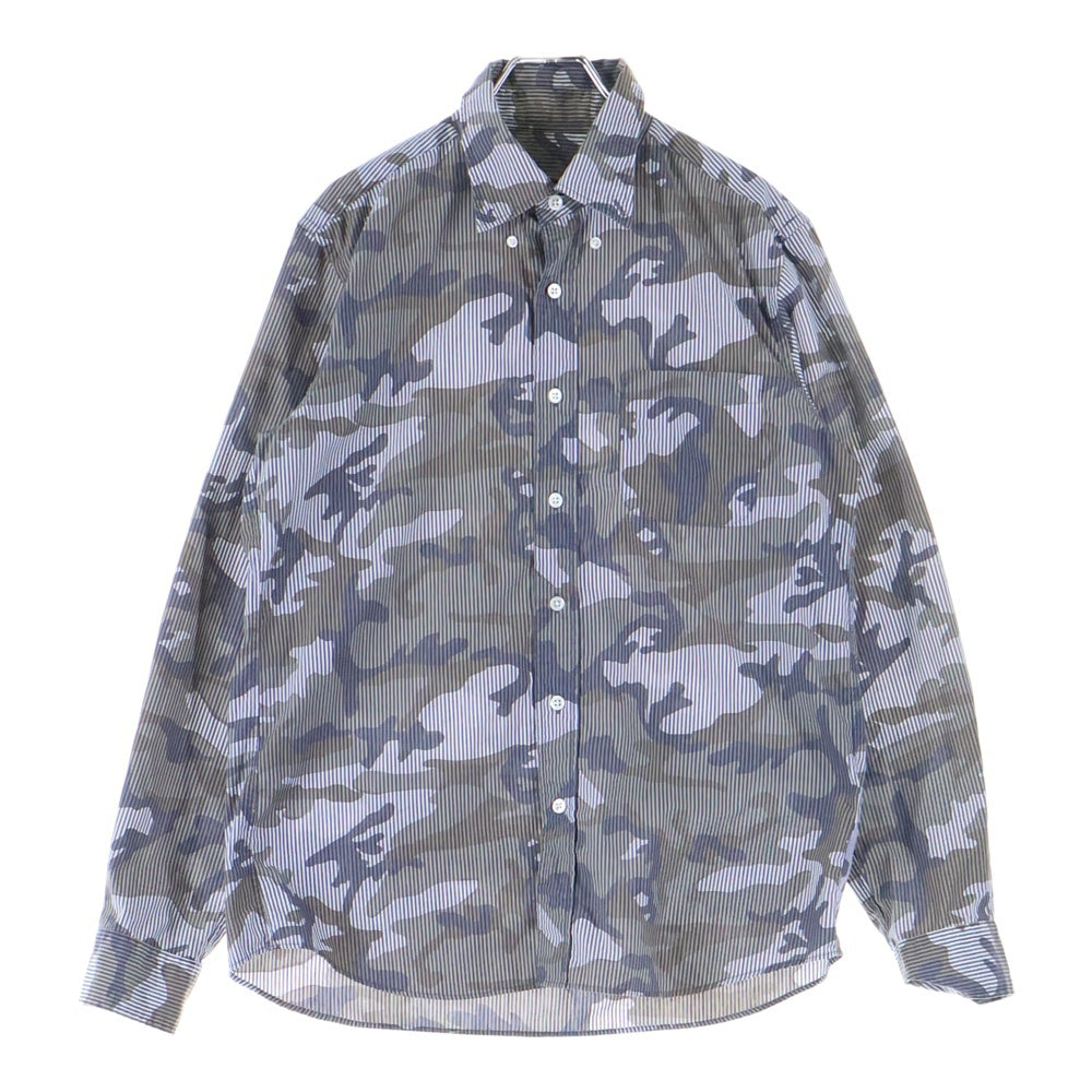 SOPHNET.(ソフネット) 17SS Camouflage Over Print L/S B.D Shirt カモフラージュオーバープリントロングスリーブB.Dシャツ 総柄ボタンダウン長袖シャツ SOPH-170063 グレー