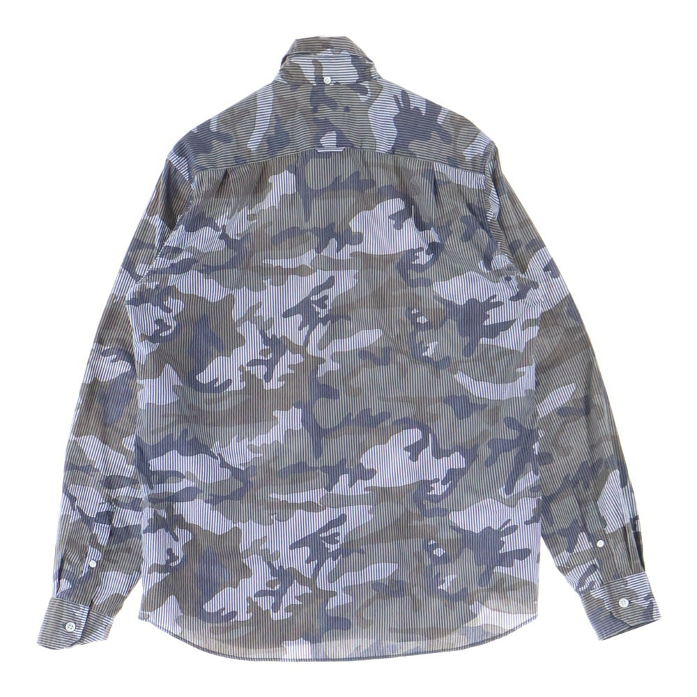 SOPHNET.(ソフネット) 17SS Camouflage Over Print L/S B.D Shirt カモフラージュオーバープリントロングスリーブB.Dシャツ 総柄ボタンダウン長袖シャツ SOPH-170063 グレー