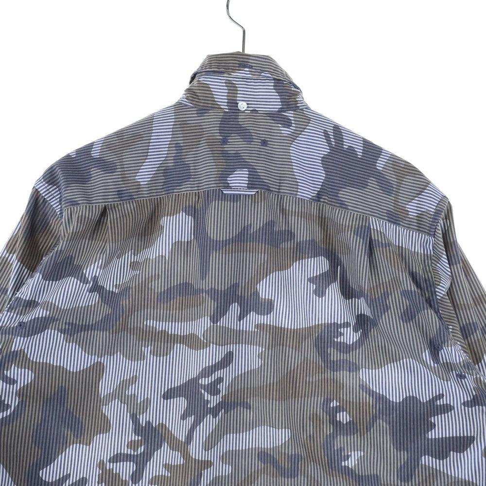 SOPHNET.(ソフネット) 17SS Camouflage Over Print L/S B.D Shirt カモフラージュオーバープリントロングスリーブB.Dシャツ 総柄ボタンダウン長袖シャツ SOPH-170063 グレー