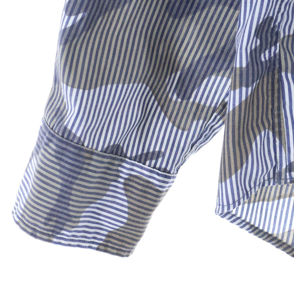 SOPHNET.(ソフネット) 17SS Camouflage Over Print L/S B.D Shirt カモフラージュオーバープリントロングスリーブB.Dシャツ 総柄ボタンダウン長袖シャツ SOPH-170063 グレー