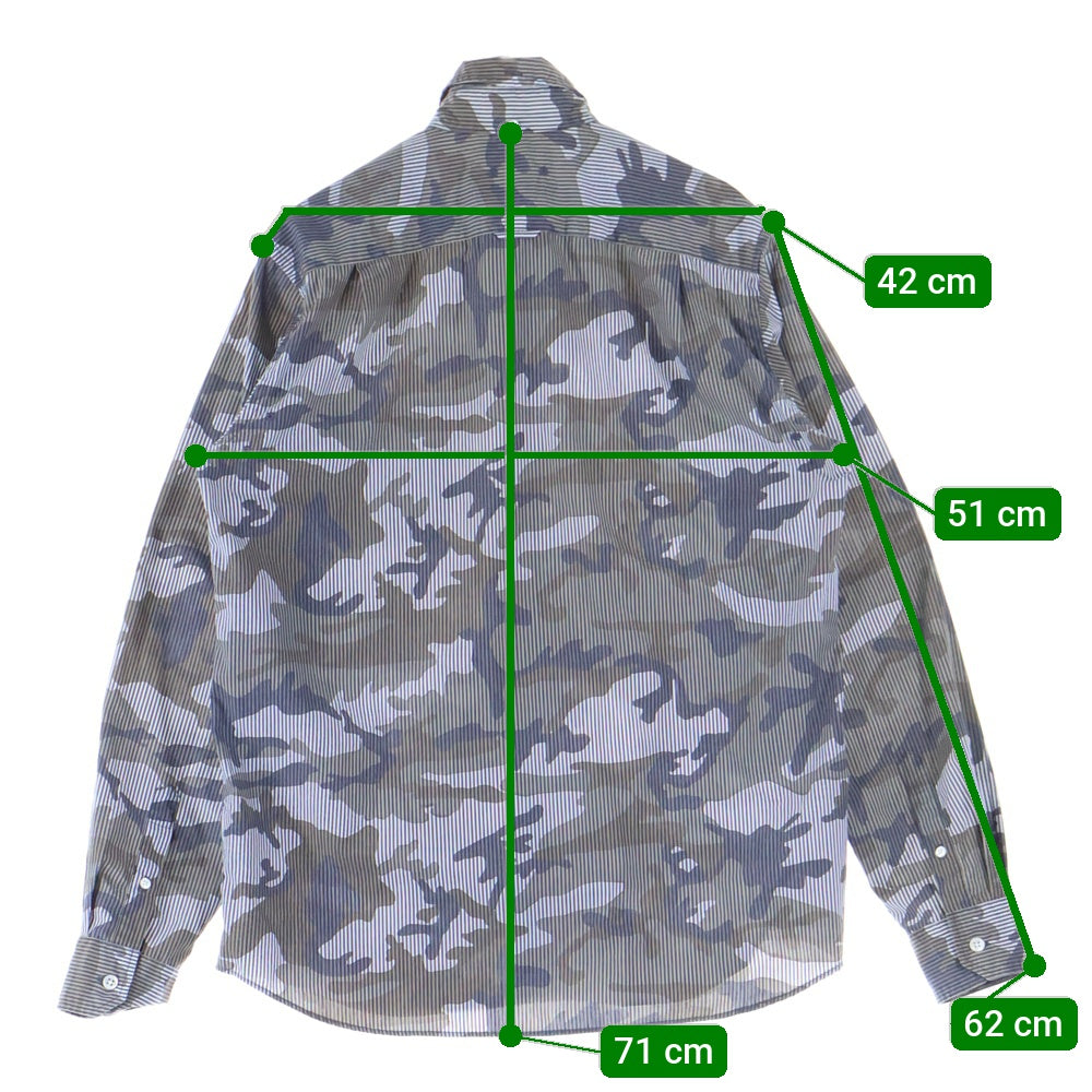 SOPHNET.(ソフネット) 17SS Camouflage Over Print L/S B.D Shirt カモフラージュオーバープリントロングスリーブB.Dシャツ 総柄ボタンダウン長袖シャツ SOPH-170063 グレー