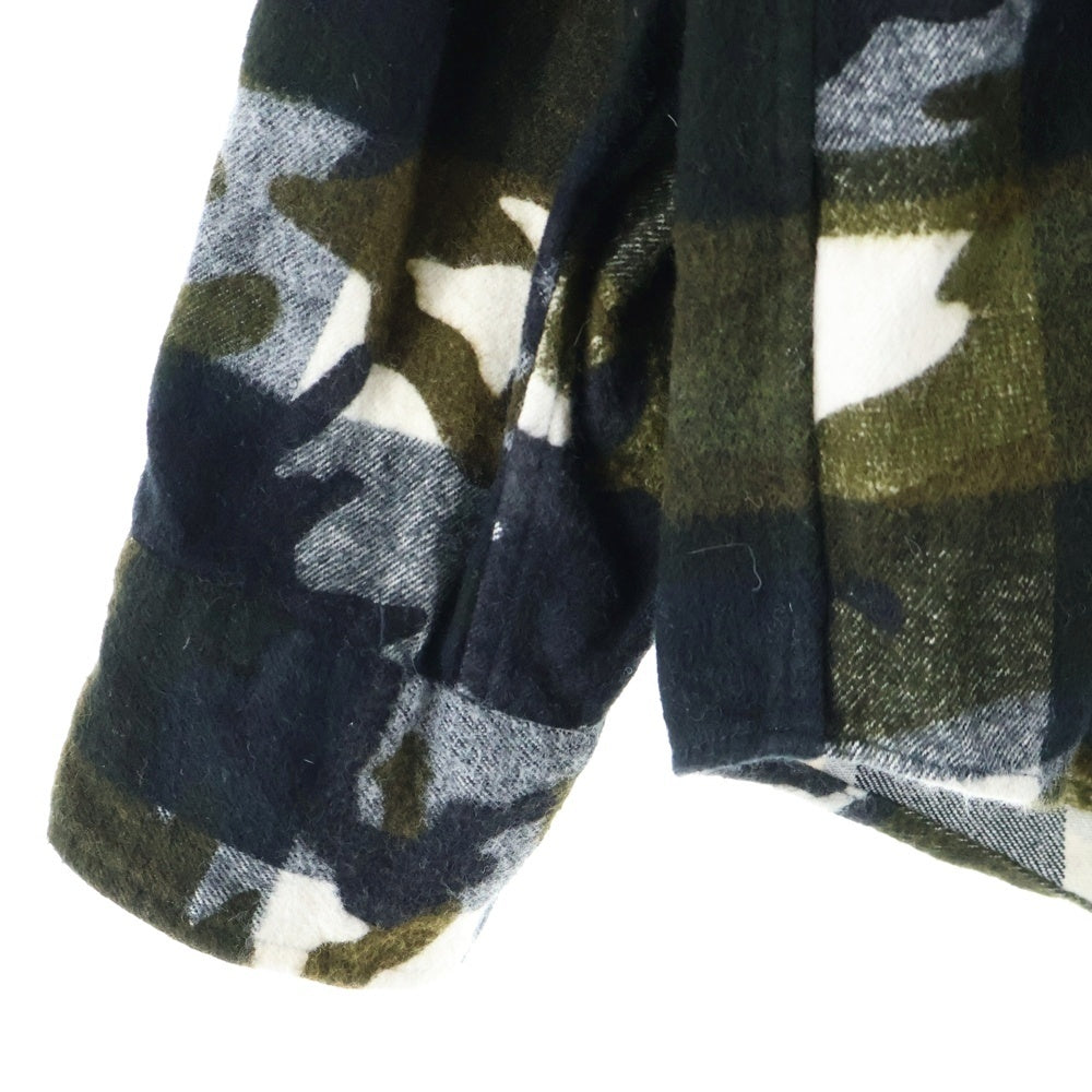 SOPHNET.(ソフネット) Camouflage Over Print Flannel Check L/S B.D Shirt カモフラージュオーバープリントフランネルチェックBDシャツ 総柄ボタンダウン長袖シャツ SOPH-167079 カモ