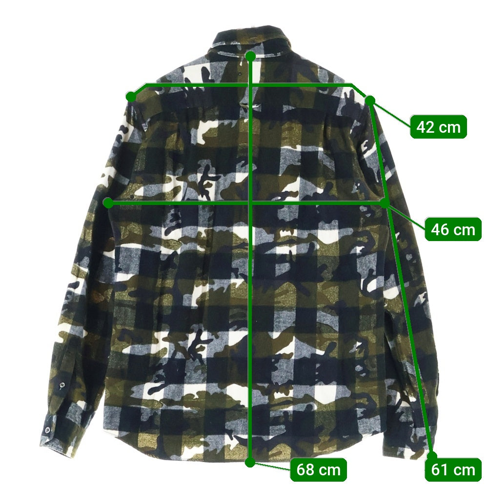 SOPHNET.(ソフネット) Camouflage Over Print Flannel Check L/S B.D Shirt カモフラージュオーバープリントフランネルチェックBDシャツ 総柄ボタンダウン長袖シャツ SOPH-167079 カモ