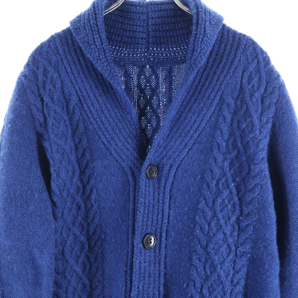 SOPHNET.(ソフネット) Shawl Collar Cable Knit Cardigan ショールカラーケーブルニットカーディガン ケーブル編みニットカーディガン ニットセーター SOPH-145137 ブルー