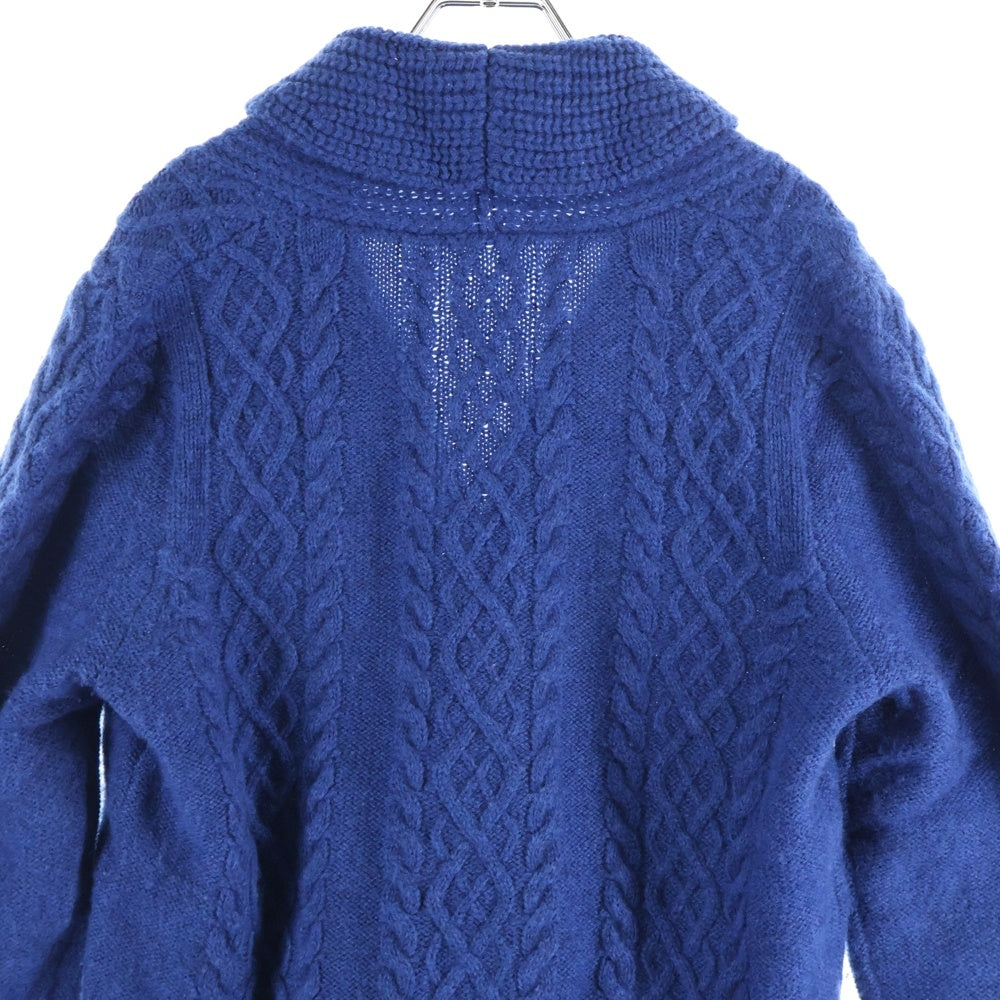 SOPHNET.(ソフネット) Shawl Collar Cable Knit Cardigan ショールカラーケーブルニットカーディガン ケーブル編みニットカーディガン ニットセーター SOPH-145137 ブルー