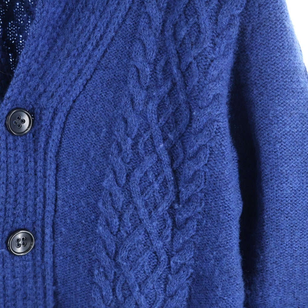 SOPHNET.(ソフネット) Shawl Collar Cable Knit Cardigan ショールカラーケーブルニットカーディガン ケーブル編みニットカーディガン ニットセーター SOPH-145137 ブルー