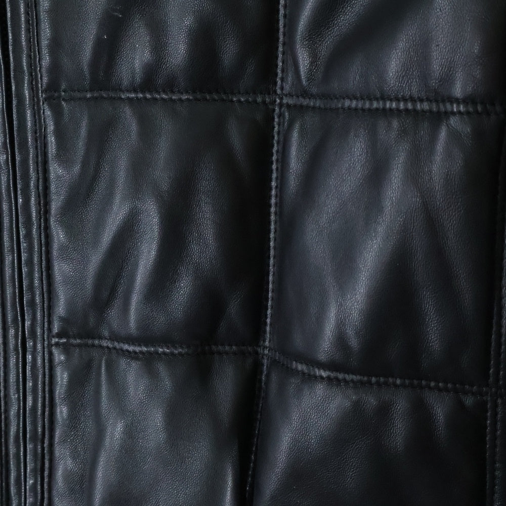 SAINT LAURENT PARIS(サンローランパリ) 19AW Lamb Leather Hooded Quilting Coat ラムレザーフーデットキルティングコート レザーロングコート 584772 YC2MS ブラック