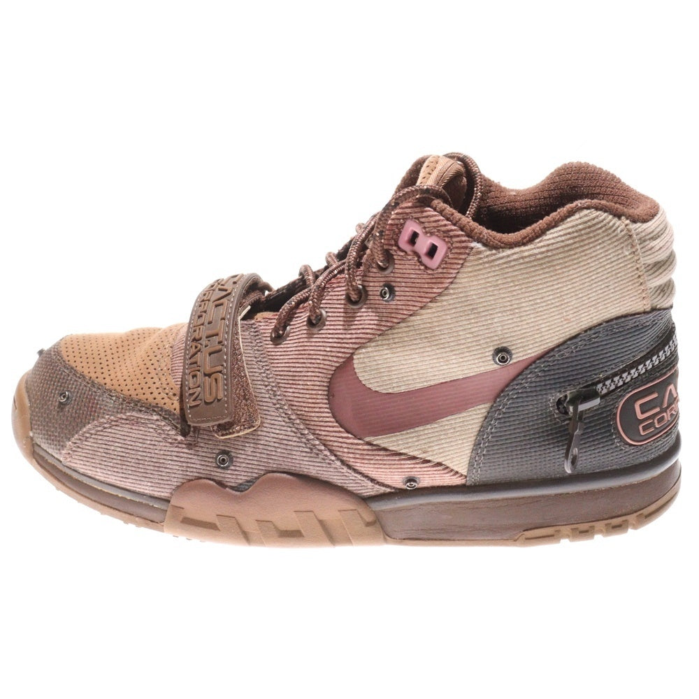 NIKE(ナイキ) ×TRAVIS SCOTT AIR TRAINER 1 SP ARCHAEO BROWN AND RUST PINK DR7515-200 トラヴィススコット エアトレーナー1 SP ミッドカットスニーカー US8.5/26.5cm