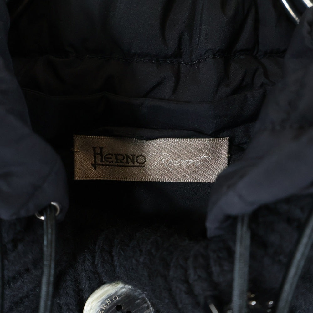 HERNO(ヘルノ) RESORT リゾート ミドルゲージウールフィッシャーマンズリブフーディーニットベスト ブラック MC009UR