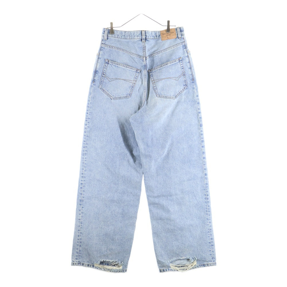 BALENCIAGA(バレンシアガ) デストロイ加工 バギーデニムパンツ ワイドパンツ インディゴ 745213 TRW55