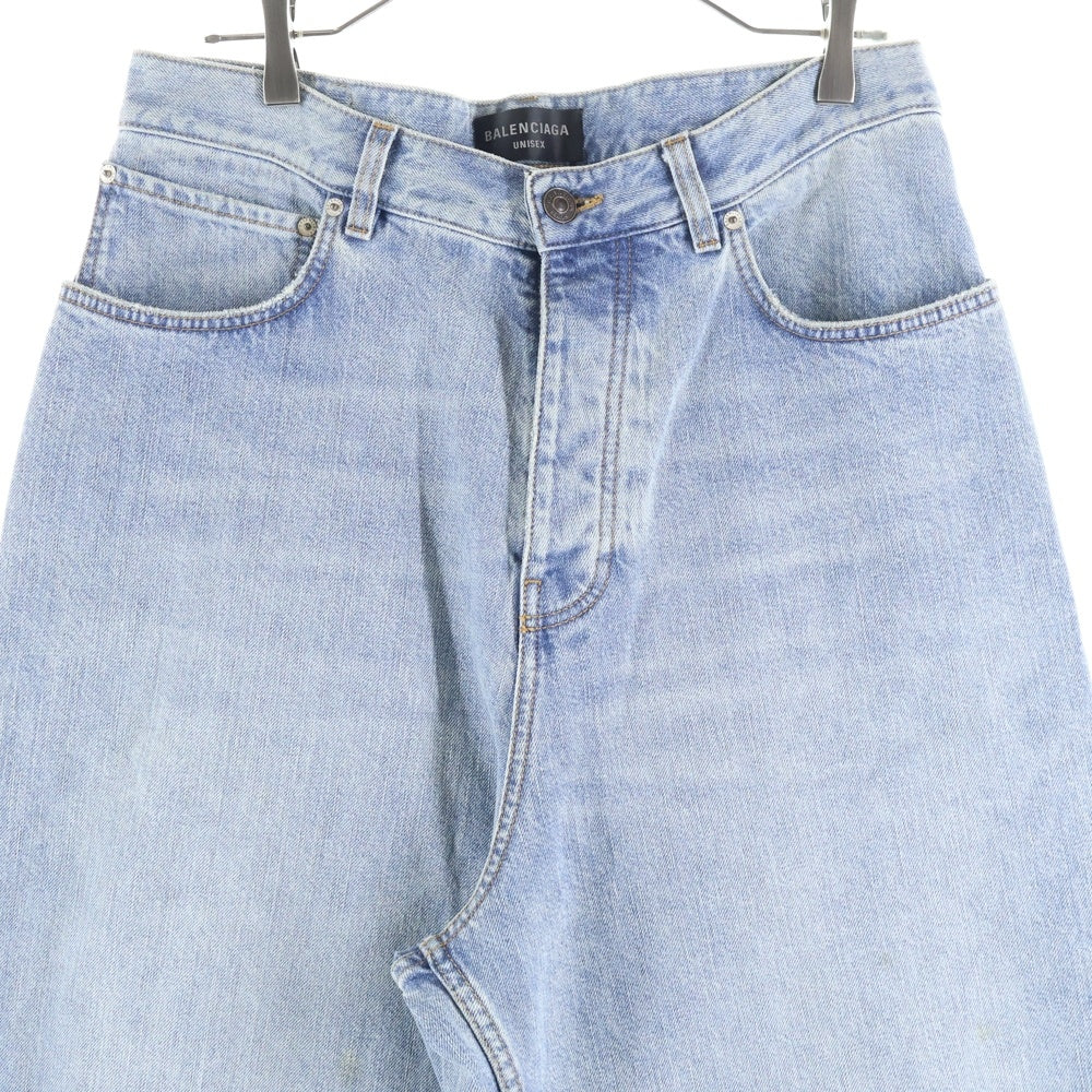 BALENCIAGA(バレンシアガ) デストロイ加工 バギーデニムパンツ ワイドパンツ インディゴ 745213 TRW55