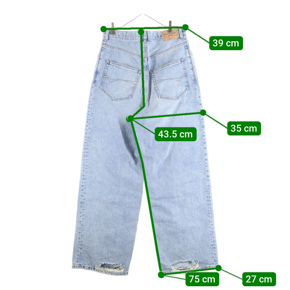 BALENCIAGA(バレンシアガ) デストロイ加工 バギーデニムパンツ ワイドパンツ インディゴ 745213 TRW55