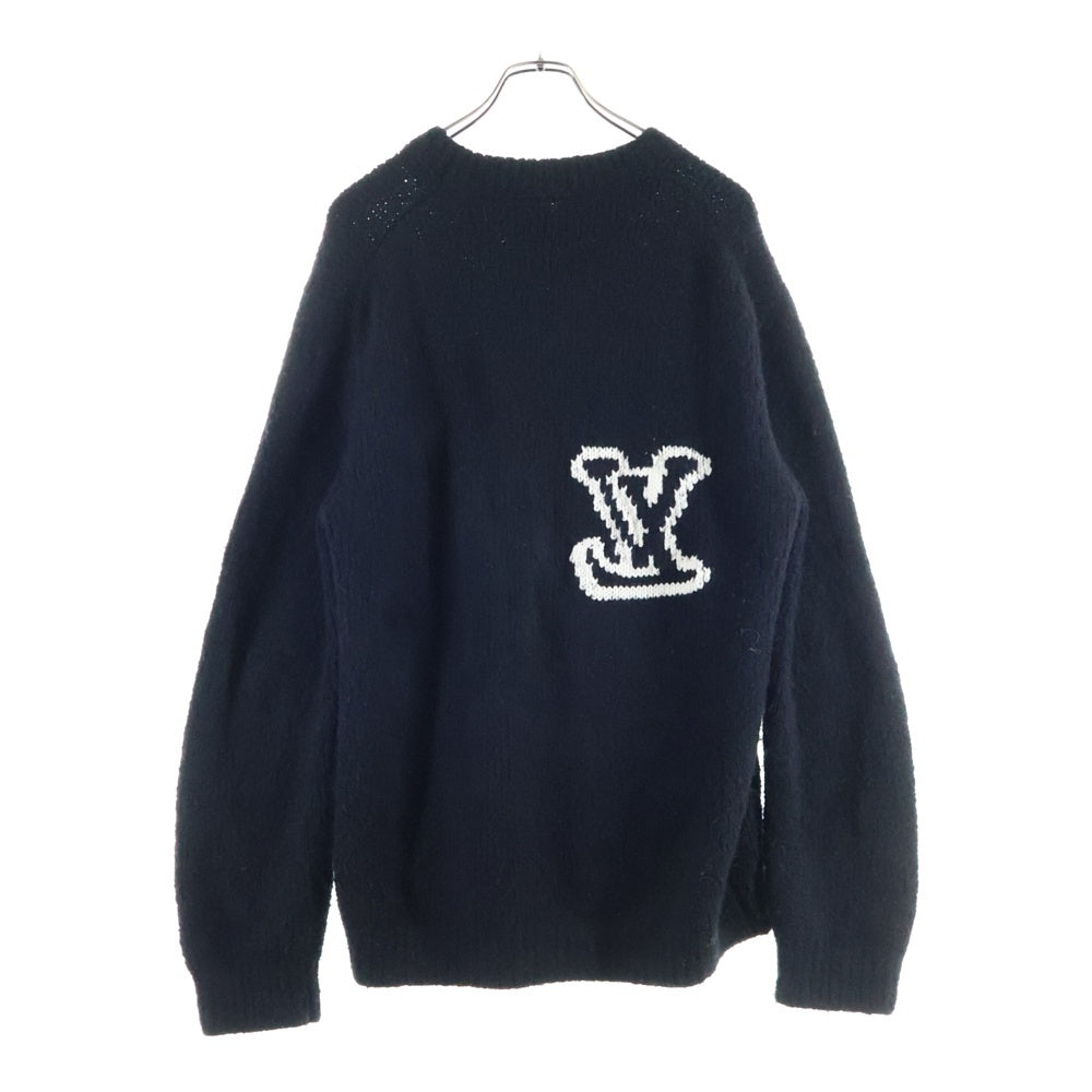 LOUIS VUITTON(ルイヴィトン) 24SS Wool Blend LV Logo Crewneck Knit Sweater ウールブレンドLVロゴクルーネックニットセーター 長袖ニットセーター RM241MQ VSS HQN45W ブラック