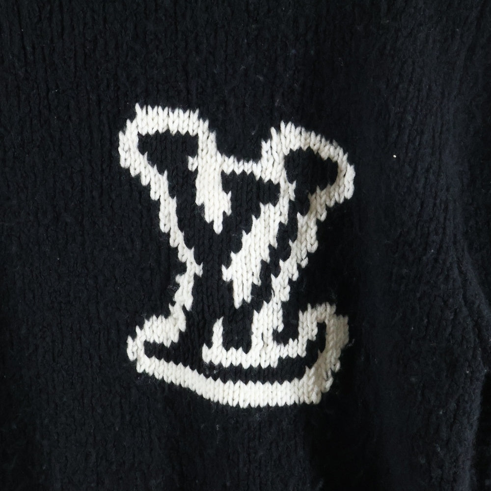 LOUIS VUITTON(ルイヴィトン) 24SS Wool Blend LV Logo Crewneck Knit Sweater ウールブレンドLVロゴクルーネックニットセーター 長袖ニットセーター RM241MQ VSS HQN45W ブラック