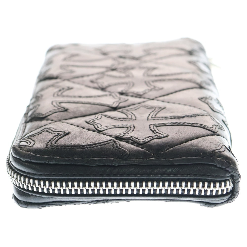 CHROME HEARTS(クロムハーツ) REC F ZIP QUILTED セメタリークロスキルティングレザーロングウォレット 財布 ブラック