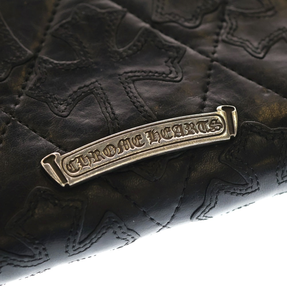 CHROME HEARTS(クロムハーツ) REC F ZIP QUILTED セメタリークロスキルティングレザーロングウォレット 財布 ブラック