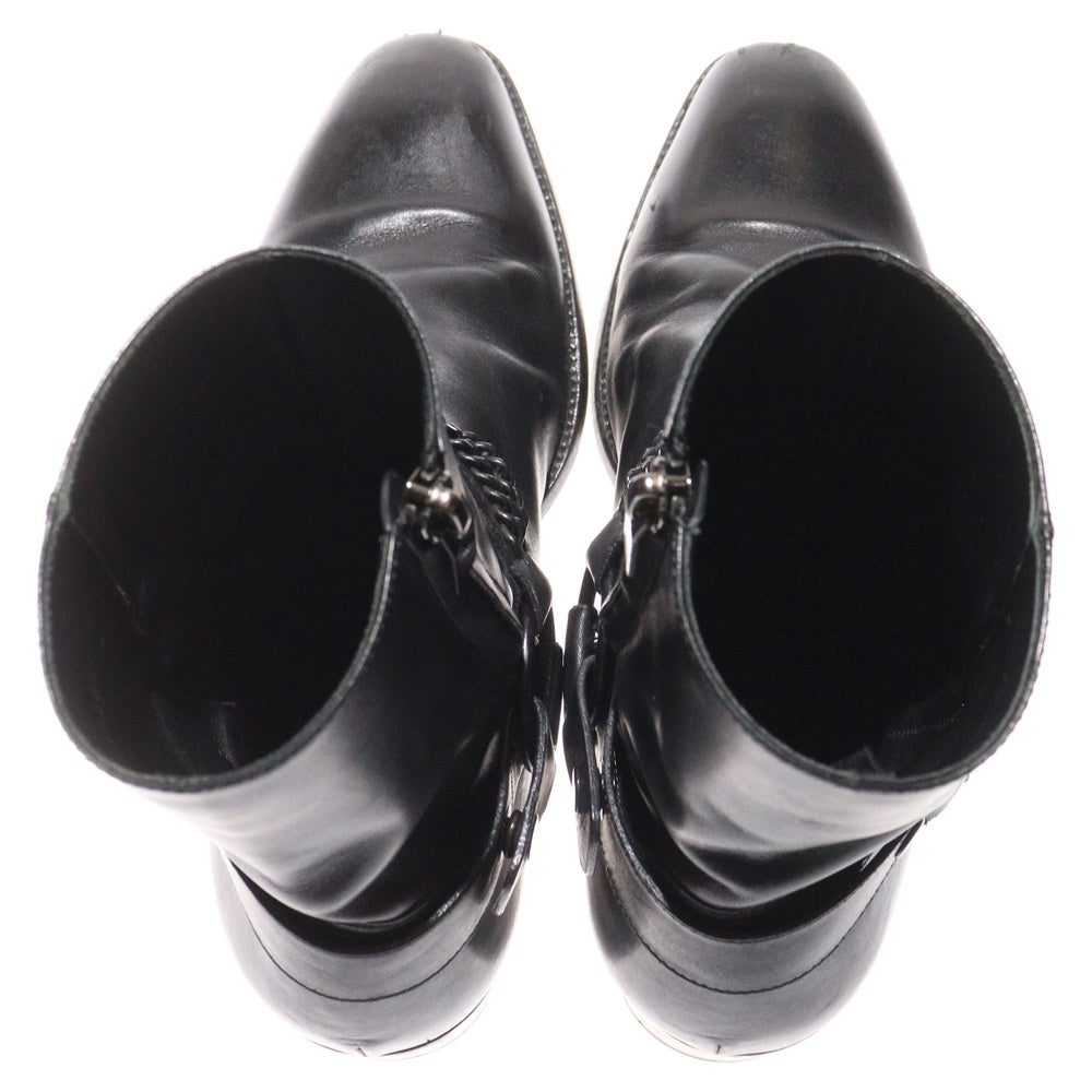 SAINT LAURENT PARIS(サンローランパリ) Wyatt Chain Ankle Heel Boots ワイアットチェーンアンクルヒールブーツ ジップアップハーネスリングヒールブーツ 442271 ブラック