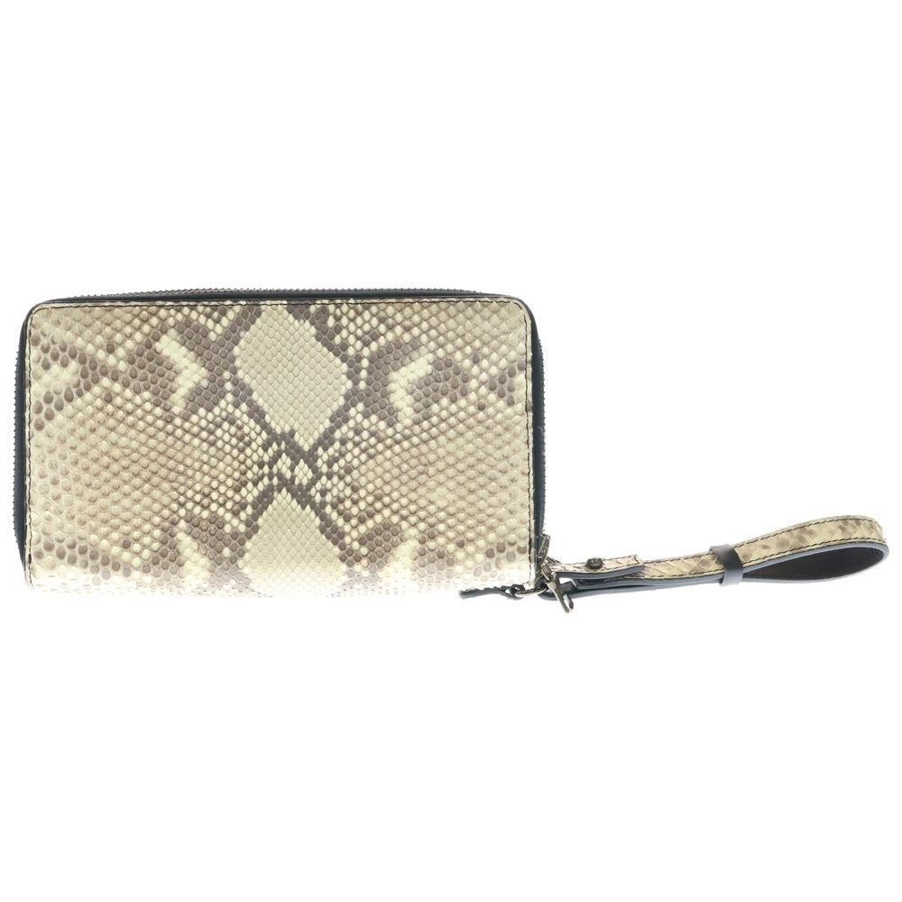 KATSUYUKI KODAMA(カツユキコダマ) ZEITGEIST MULTI CASE M W ZIP CLUTCH WALLET マルチケースM ダブルジップクラッチウォレット パイソンレザークラッチバッグ KK-069-W-P ベージュ