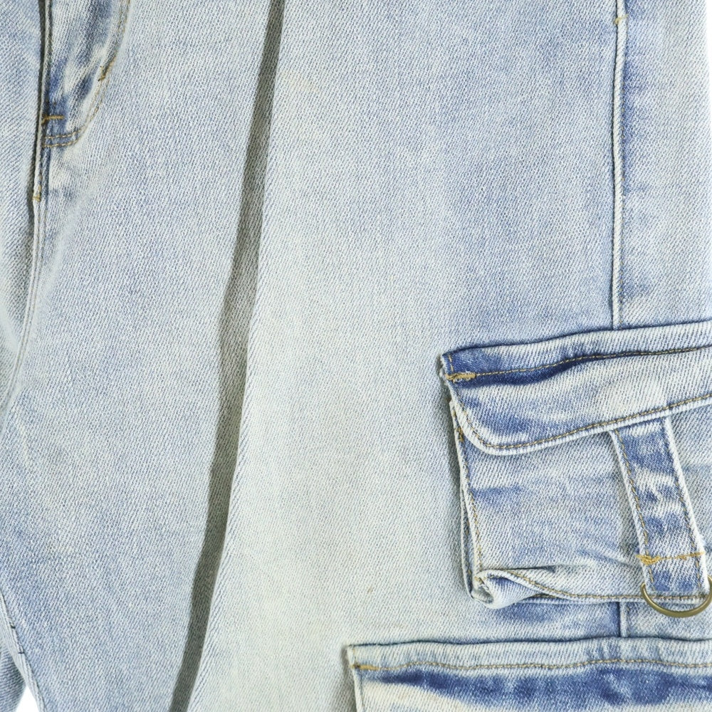 NO BRAND(ノーブランド) Profound プロファウンド Multi Pocket Cargo Denim マルチポケットカーゴデニム スリムフィットカーゴパンツ ライトブルー