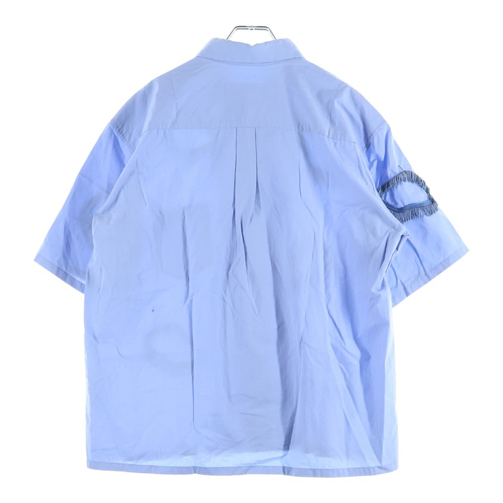 TOGA VIRILIS(トーガ ビリリース) Circle Fringe Short Sleeve Shirts サークルフリンジショートスリーブシャツ モチーフ刺繍ボタンダウン半袖シャツ TV11-FJ305 ブルー