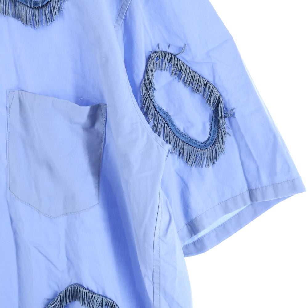 TOGA VIRILIS(トーガ ビリリース) Circle Fringe Short Sleeve Shirts サークルフリンジショートスリーブシャツ モチーフ刺繍ボタンダウン半袖シャツ TV11-FJ305 ブルー