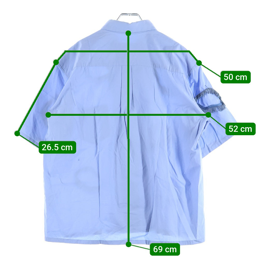TOGA VIRILIS(トーガ ビリリース) Circle Fringe Short Sleeve Shirts サークルフリンジショートスリーブシャツ モチーフ刺繍ボタンダウン半袖シャツ TV11-FJ305 ブルー