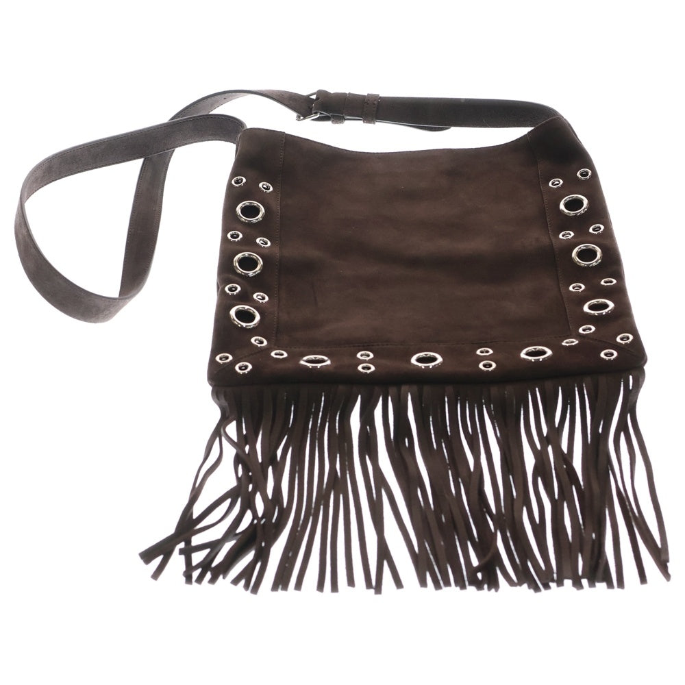 VALENTINO GARAVANI(ヴァレンチノガラヴァーニ) ネルコートー エンブロイダリー フリンジ付き スウェード スパンコール刺繍 ショルダーバッグ ブラウン 7Y2B0R33TAA