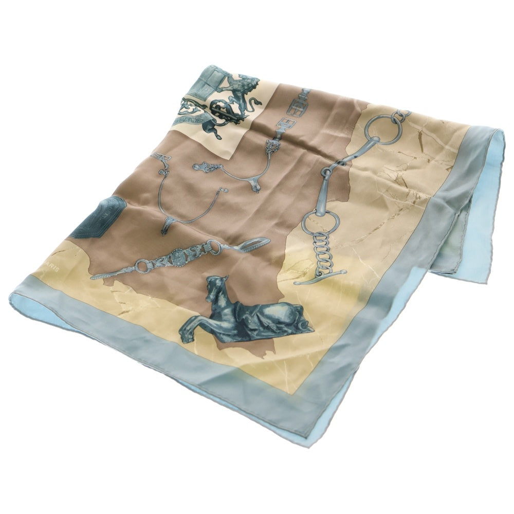 HERMES(エルメス) カレ70 Parures Equestres パユーユスイクエスト シルクスカーフ ブルー/ベージュ