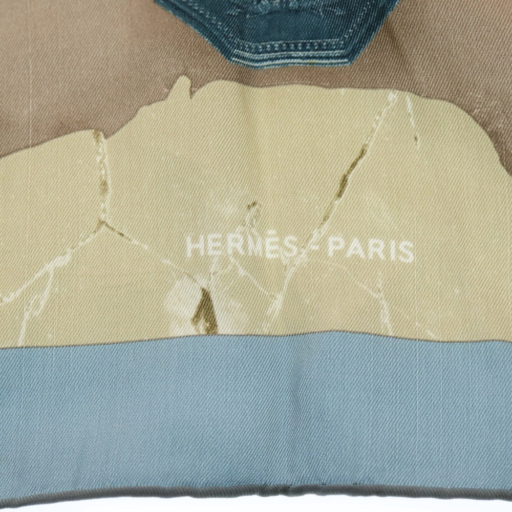 HERMES(エルメス) カレ70 Parures Equestres パユーユスイクエスト シルクスカーフ ブルー/ベージュ