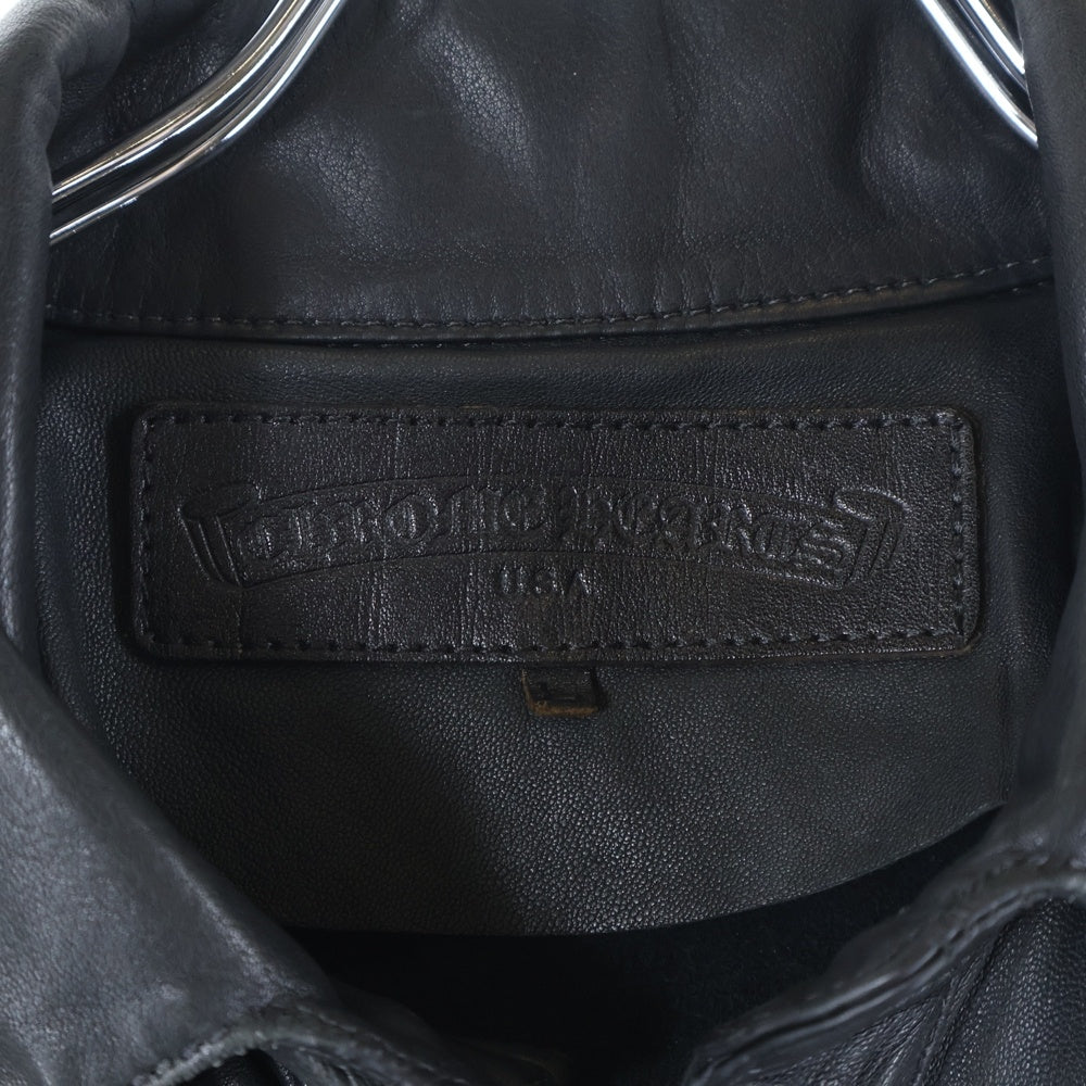 CHROME HEARTS(クロムハーツ) クロスボールボタン レザーロングコート アウター ブラック