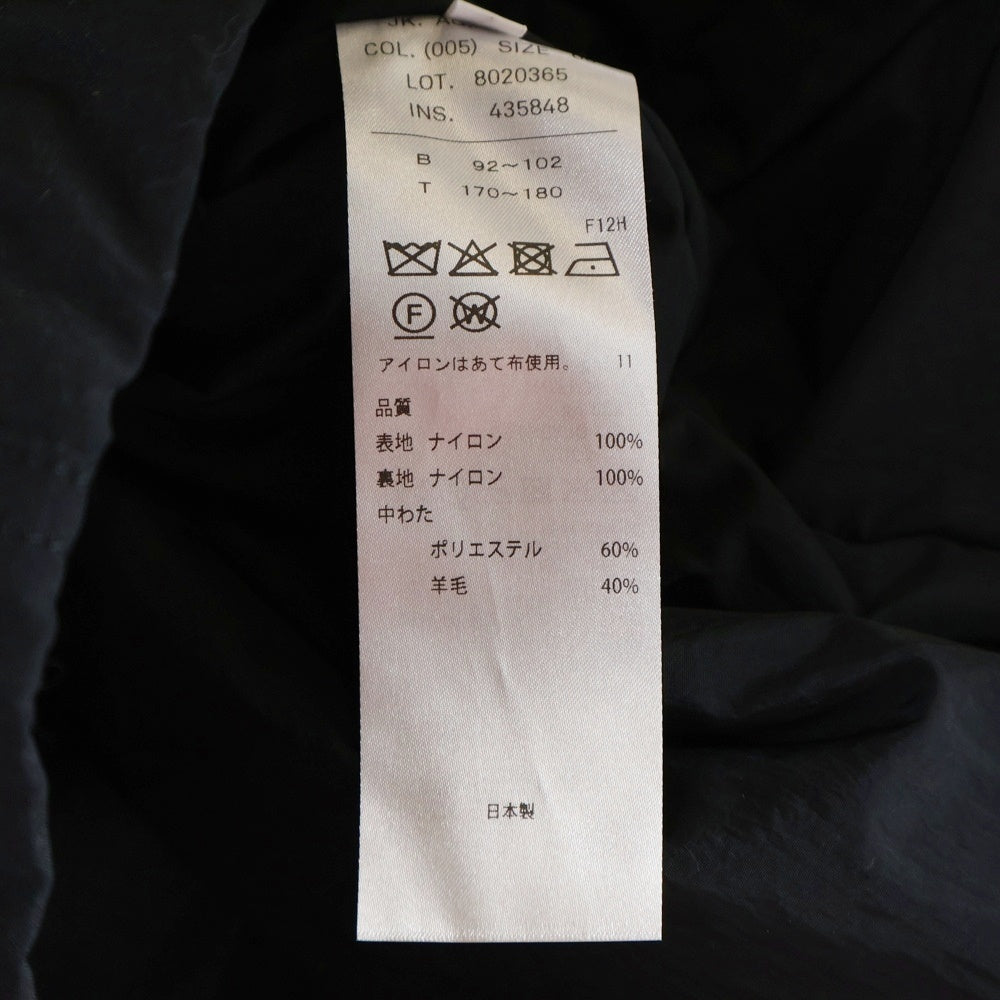ATON(エイトン) SHORT MODS COAT ナイロン 中綿 ショートモッズコート ブラック