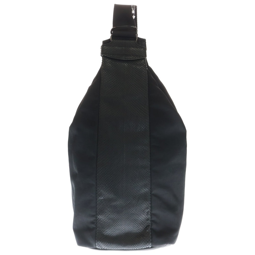 KATSUYUKI KODAMA(カツユキコダマ) Paradiddle Python Leather Nylon Shoulder Bag パラディドル パイソンレザーナイロンショルダーバッグ レザー切替ナイロンショルダーバッグ ブラック レディース
