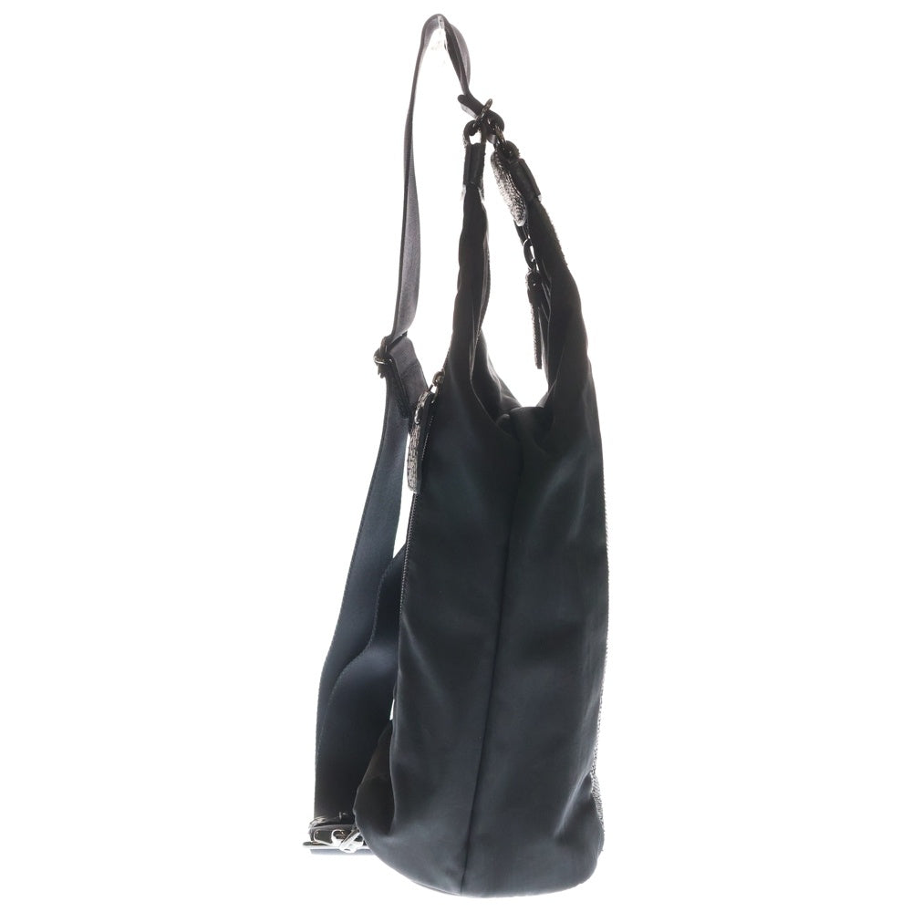 KATSUYUKI KODAMA(カツユキコダマ) Paradiddle Python Leather Nylon Shoulder Bag パラディドル パイソンレザーナイロンショルダーバッグ レザー切替ナイロンショルダーバッグ ブラック レディース
