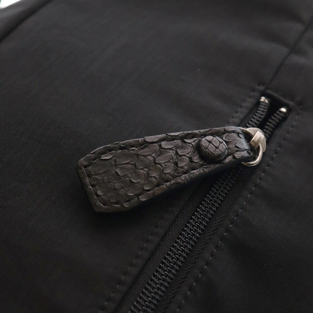 KATSUYUKI KODAMA(カツユキコダマ) Paradiddle Python Leather Nylon Shoulder Bag パラディドル パイソンレザーナイロンショルダーバッグ レザー切替ナイロンショルダーバッグ ブラック レディース