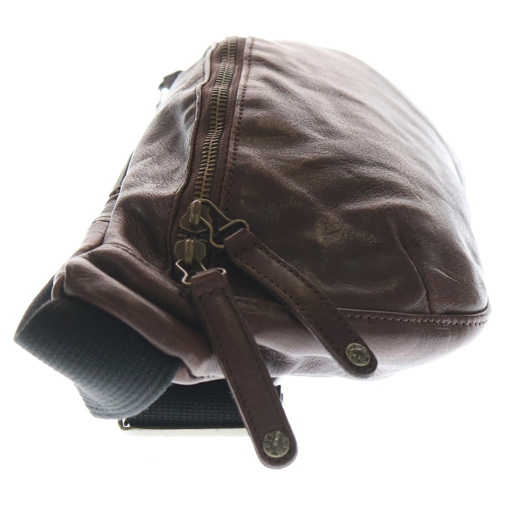 BUTTERO(ブッテロ) Washed Leather Shoulder Bag ウォッシュドレザーショルダーバッグ ウォッシュド加工レザーボディバッグ ブラウン